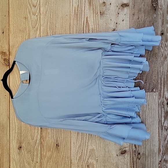 Anthropologie Tops - By Anthropologie Size XL Blue Long-Sleeve Ruffled Tunic Blouse NWT